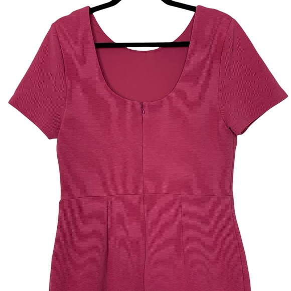 Boden Ribbed Short Sleeve Cutout Back Fitted Empire Waist Pencil Dress US 12R - Picture 4 of 8